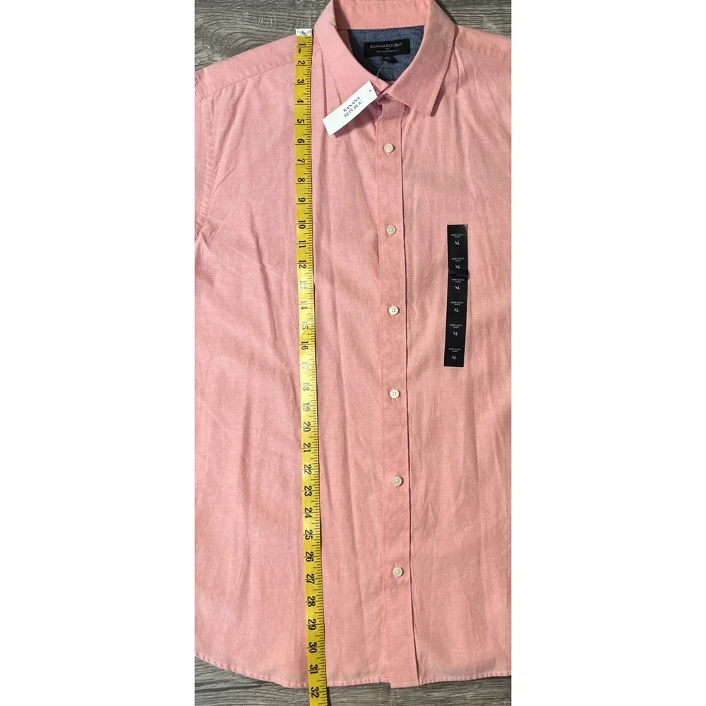 Banana Republic Short Sleeve Alpha Button Soft Wash Slim Fit Shirt Size XL, NWT
